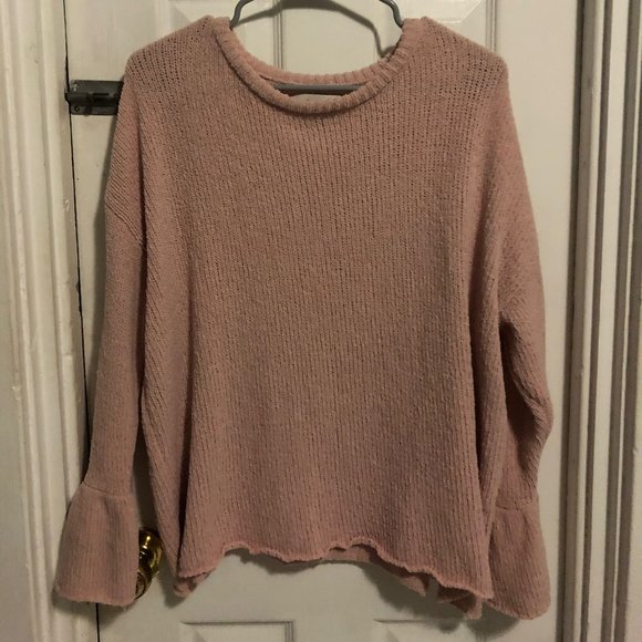 Dusty Rose Oversized PullOver Bell Sleeve Sweater - Picture 1 of 4